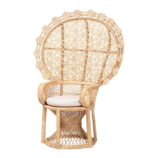 Bali & Pari Hecate Modern Bohemian Natural Brown Rattan Peacock Chair 242-13599-ZORO - main